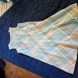 L.L. Bean summer dress, size 20 (14/16), mint green, grey, white